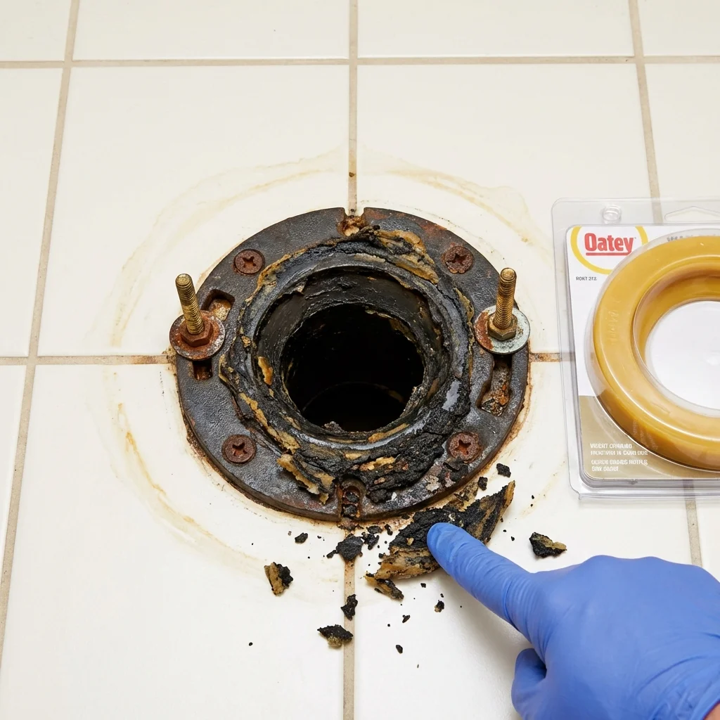 Failed wax ring showing water seepage at the base of a toilet in a Centerville, UT home